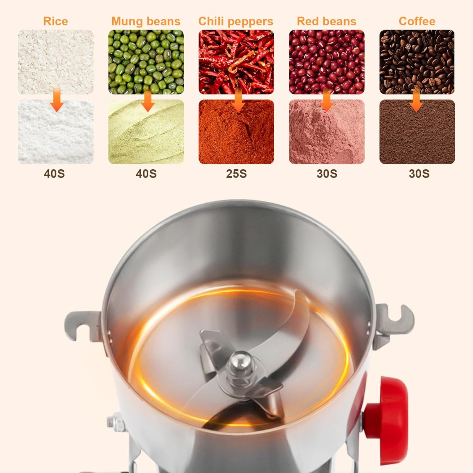 3600W Yüksek Hızlı Ticari Elek - Dry Grain Grinder Stainless Steel incelemesi ve fiyatı