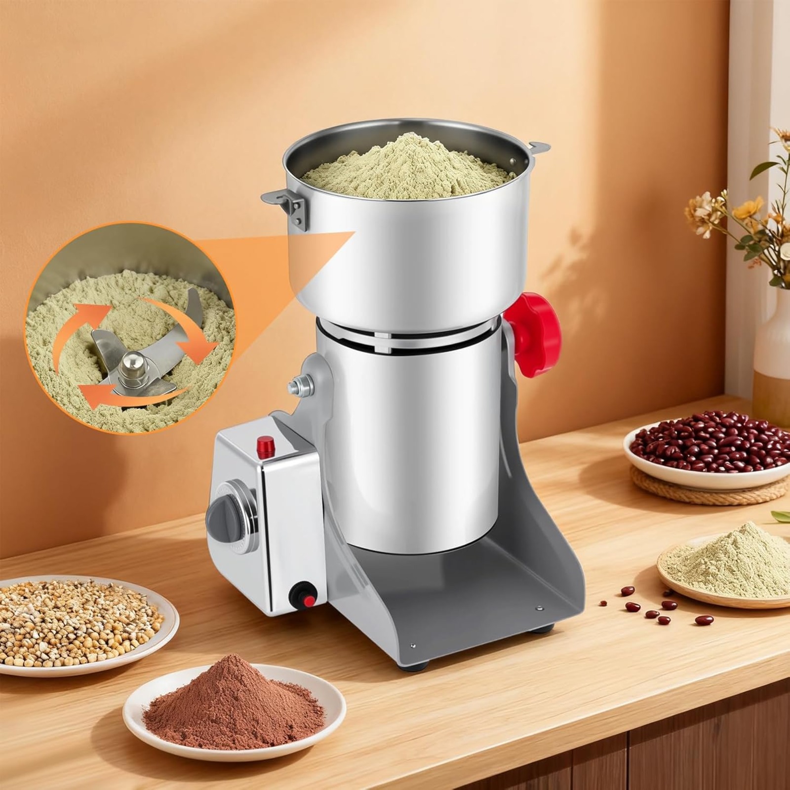 3600W Yüksek Hızlı Ticari Elek - Dry Grain Grinder Stainless Steel incelemesi ve fiyatı